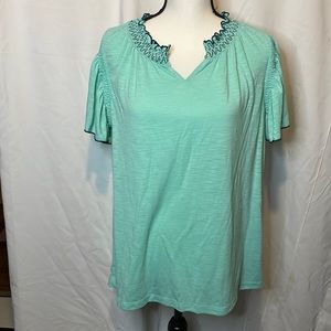 St. John’s Bay Aqua Size Lg women’s blouse. Like new condition.